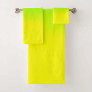 Neon Green and Neon Yellow Ombré  Shade Colour Bath Towel Set