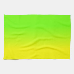 Neon Green and Neon Yellow Ombré Shade Colour Tea Towel