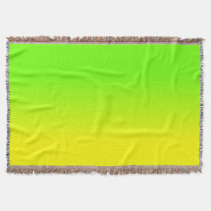 Neon Green and Neon Yellow Ombré  Shade Colour Throw Blanket