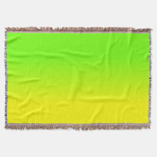 Neon Green and Neon Yellow Ombré  Shade Colour Throw Blanket (Front)