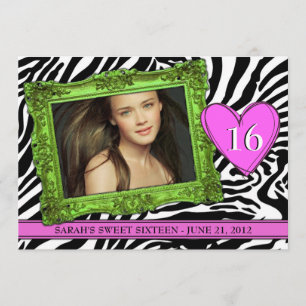 Neon Green and Pink Sweet Sixteen Invitation