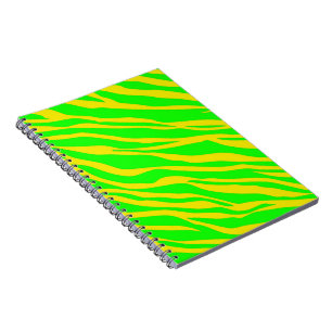 Neon Green and Yellow Zebra Striped Spiral Notebook