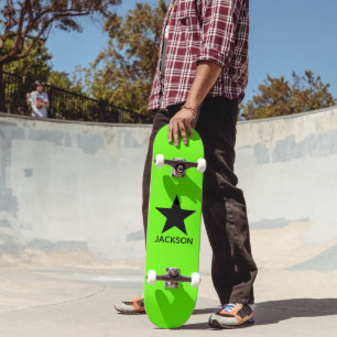Neon Green Background Black Star Custom Skateboard