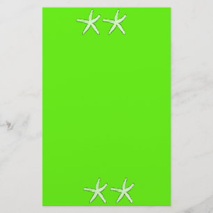 Neon Green Background Starfish Seastars Beach 2020 Stationery