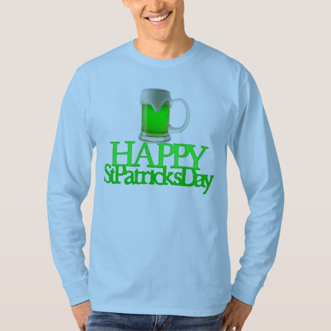Neon Green Beer Blurred Happy St. Patrick's Day T-Shirt (Front)