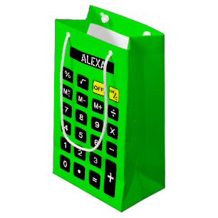 Neon Green Birthday Calculator Small Gift Bag