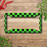 Neon Green Black Chequered Chequerboard Vintage Licence Plate Frame<br><div class="desc">Neon Green and Black Chequered Chequerboard | Vintage | Classic | Trendy | Stylish | Fashion | Minimal</div>