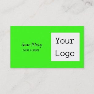 Neon Green Black Custom Colour Text Photo Your Log Business Card