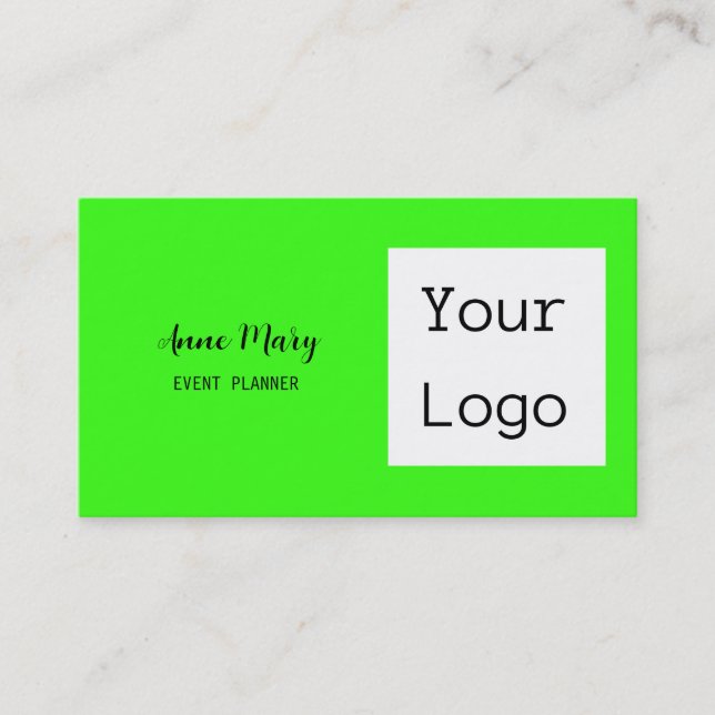 Neon Green Black Custom Colour Text Photo Your Log Business Card (Front)