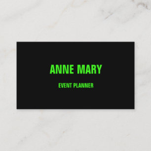 Neon Green Black Custom Colour Wedding Event 2023 Business Card