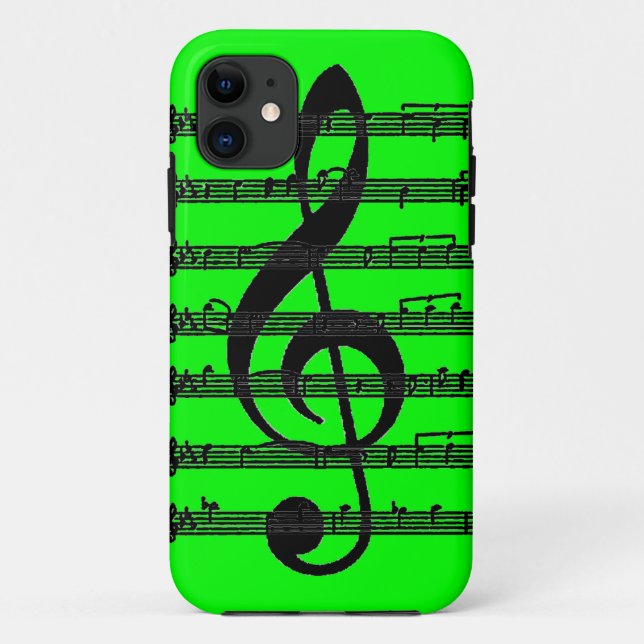 Neon green black music treble clef iphone 5 case (Back)