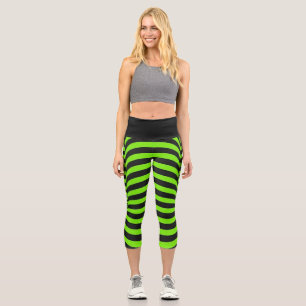 Neon Green & Black Optical Illusion Unisex Capri Leggings
