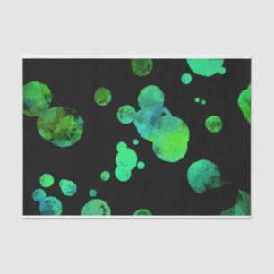 Neon green & black polka dot / bubbles tissue paper