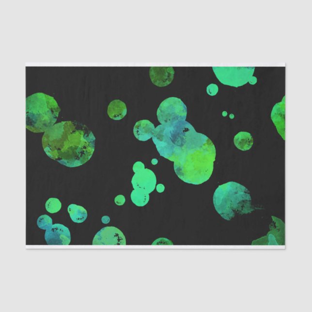 Neon green & black polka dot / bubbles tissue paper (Front)