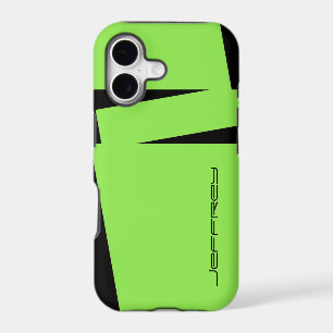 Neon Green & Black Triple Stripe, Personalise Name