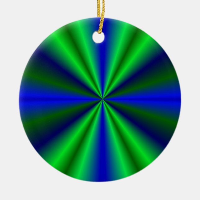 Neon Green Blue Rainbow Ceramic Tree Decoration (Front)