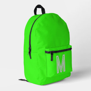neon green - bold monogram printed backpack