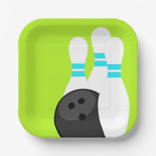 Neon Green Bowling Party Paper Plates