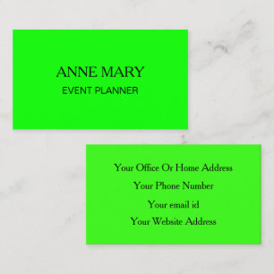 Neon Green Bright Colourful Wedding Event Planner Business Card