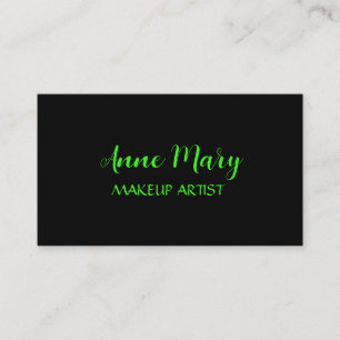 Neon Green Bright Script Makeup Artist Salon Cool Business Card