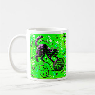 Neon Green Cat Coffee Mug