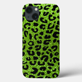 Neon green cheetah print pattern iPhone 13 case