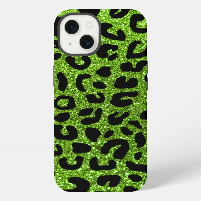 Neon green cheetah print pattern iPhone case (Back)