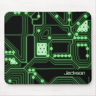 Neon Green Circuit Board   Personalised Mouse Pad