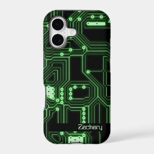 Neon Green Circuit Board Personalised Phone Case