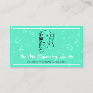 Neon Green Classy Style Pet Dog Golden Retriever Business Card