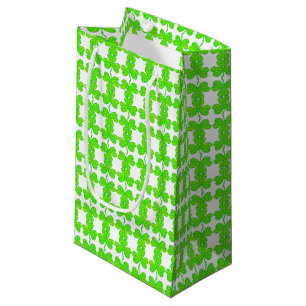 Neon Green Clover Pattern Gift Bag