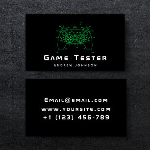 Neon Green Controller Joystick Game Tester Gamer   Business Card