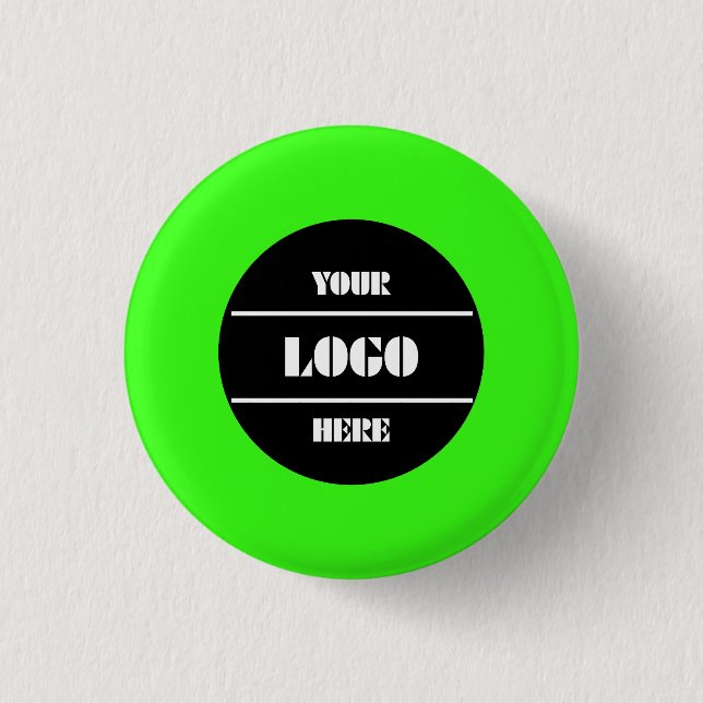 Neon Green Customisable Solid Round Button Pin (Front)