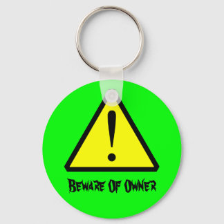 Neon Green Customisable Warning Symbol Keychain
