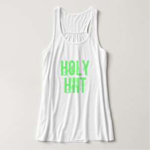 Neon Green Distressed Letters "Holy HIIT" Workout Singlet