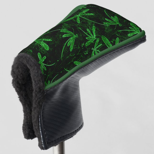 Neon Green Dragonflies Golf Head Cover (3/4 Front)