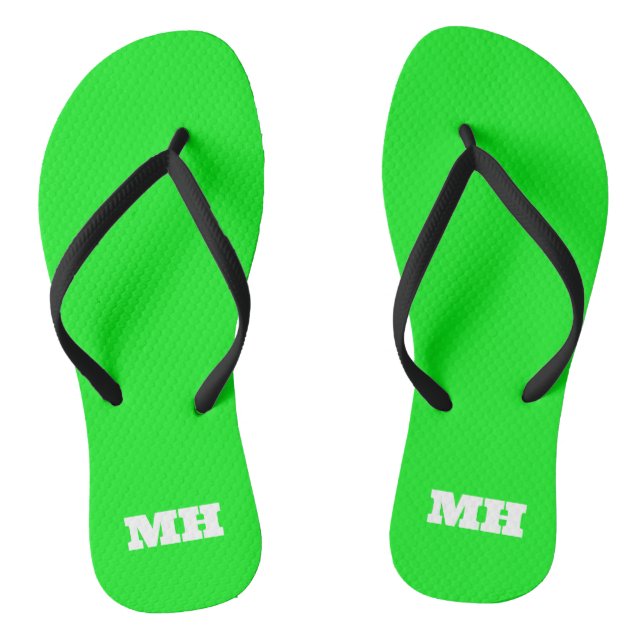 Neon Green Elegant Minimalist Colour Plain Bright Jandals (Footbed)