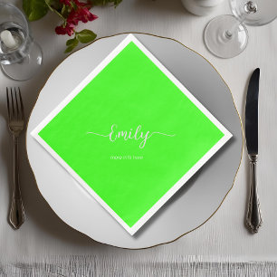 neon  green elegant script napkin