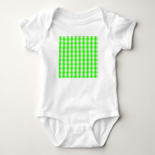 Neon Green Gingham Pattern by Shirley Taylor Baby Bodysuit
