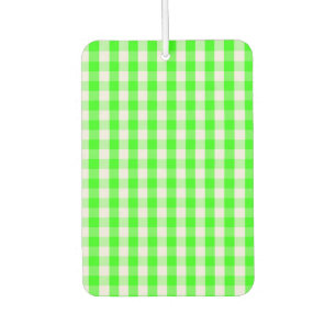 Neon Green Gingham Pattern by Shirley Taylor Car Air Freshener