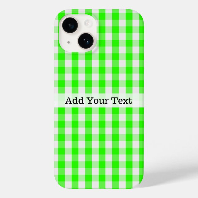 Neon Green Gingham Pattern by Shirley Taylor Case-Mate iPhone Case (Back)