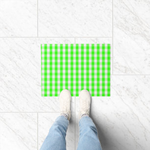 Neon Green Gingham Pattern by Shirley Taylor Doormat