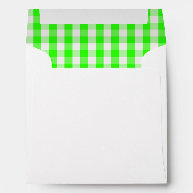 Neon Green Gingham Pattern by Shirley Taylor Envelopes (Back (Bottom))