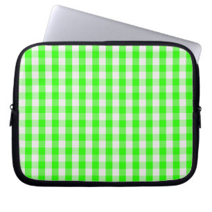 Neon Green Gingham Pattern by Shirley Taylor Laptop Sleeve