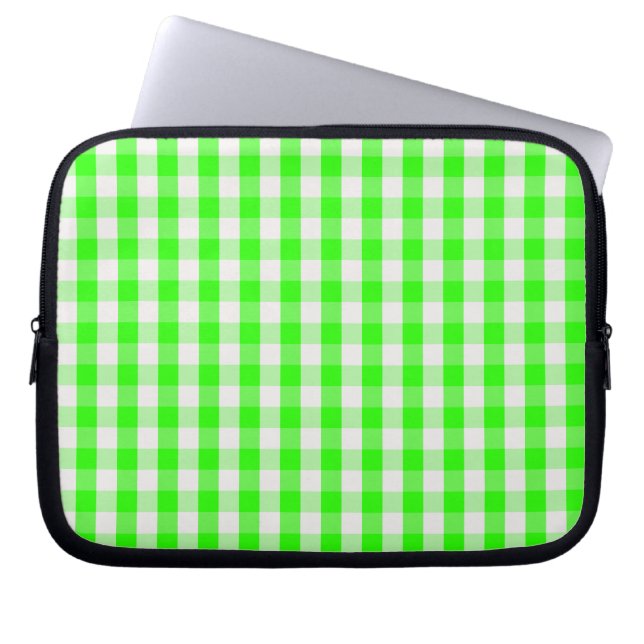Neon Green Gingham Pattern by Shirley Taylor Laptop Sleeve (Front)