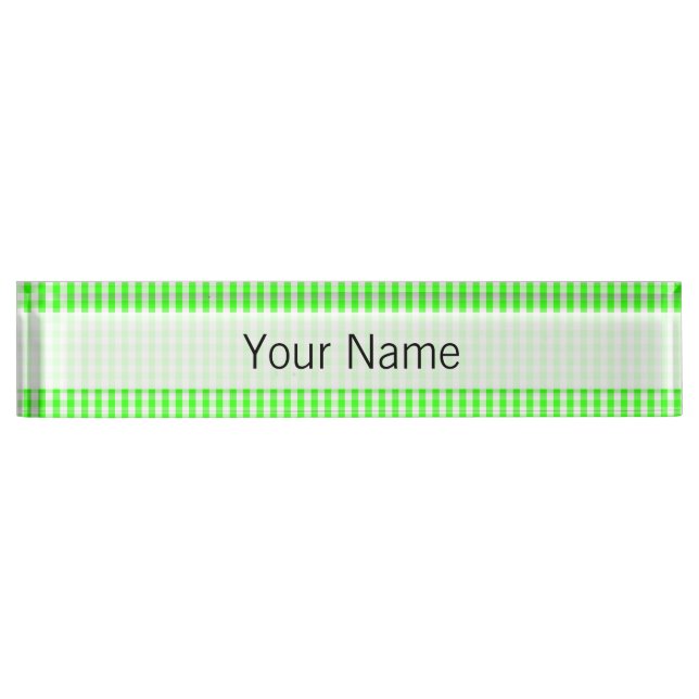 Neon Green Gingham Pattern by Shirley Taylor Nameplate (Front)