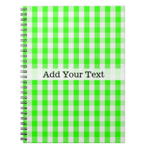 Neon Green Gingham Pattern by Shirley Taylor Notebook
