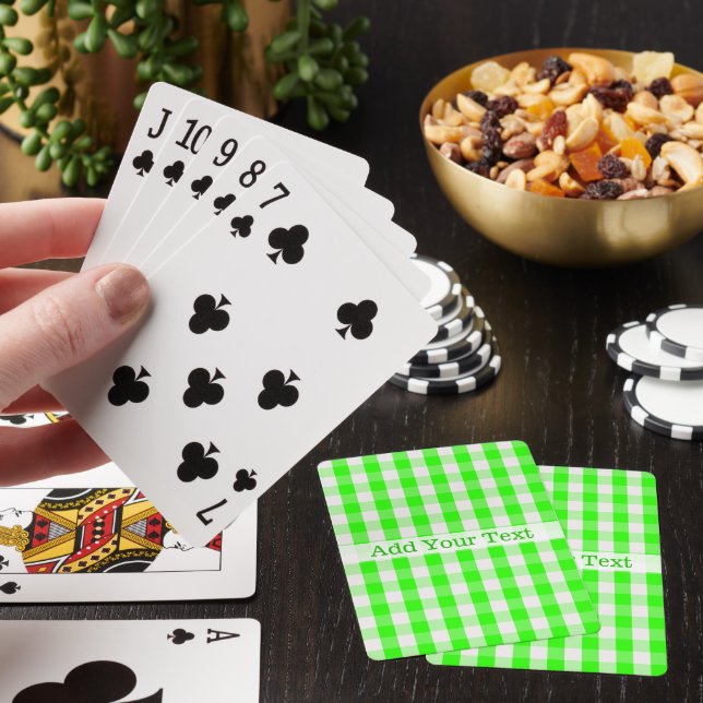 Neon Green Gingham Pattern by Shirley Taylor Playing Cards (In Situ)