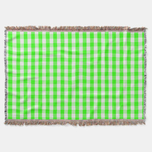 Neon Green Gingham Pattern by Shirley Taylor Throw Blanket