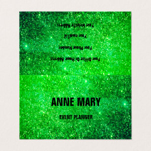 Neon Green Glitter Pattern Colorful Bright Wedding Business Card
